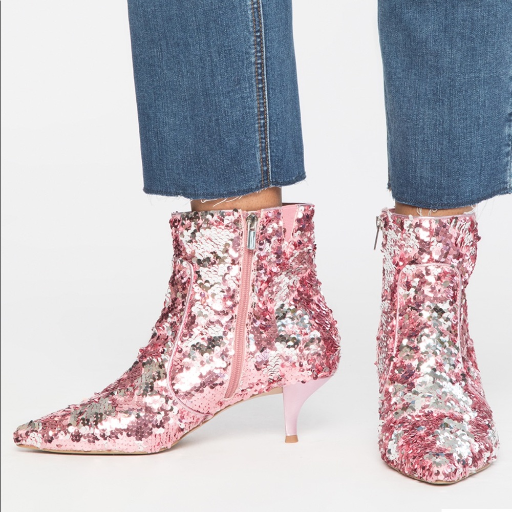 Eloquii sequin kitten heel booties(wide width)